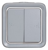 Intrerupator cap scara dublu Legrand Plexo, gri, aparent, IP55