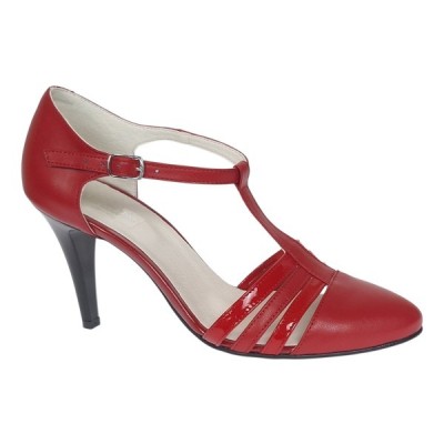 Pantofi dama decupati din piele naturala - Stiletto Rosu NAA11R foto