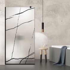 Paravan dus walk-in Aqua Roy Black, model Marble negru, sticla 8 mm mata, securizata, anticalcar, 70x195 cm