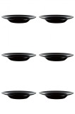 Set farfurii 6 piese, adanci, pentru paste, negre, din opal, diametru 28.5 cm