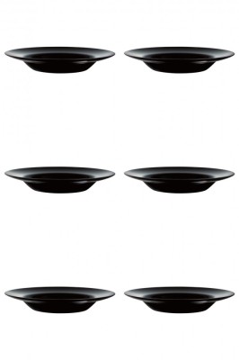 Set farfurii 6 piese, adanci, pentru paste, negre, din opal, diametru 28.5 cm foto