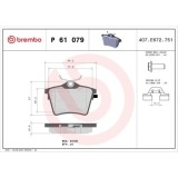 Placute frana Citroen C5 3 (Rd) 02.08-05.17; Peugeot 407 (6d) 02.04-12.11, 407 Sw Box / Estate (6e) 08.04-12.10, 607 (9d 9u) 01.00-, Spate, BREMBO