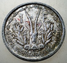 7.557 FRENCH WEST AFRICA DE VEST COLONIE FRANCEZA 1 FRANC 1948