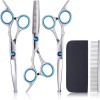 Set 3 foarfece pentru tuns animale si pieptene, cu husa si accesorii, 9 x 3 x 21.3 cm, argintiu , ingrijire completa si sigura pentru caini si pisici