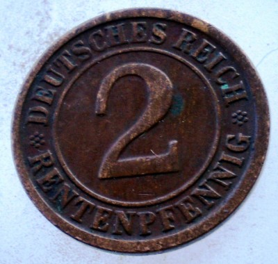 7.696 GERMANIA WEIMAR 2 RENTENPFENNIG 1924 E foto