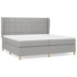 Cumpara ieftin Pat box spring cu saltea, gri deschis, 200x200 cm, textil