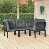 Gossi set mobilier de gradina, 4 piese, negru si gri, poliratan