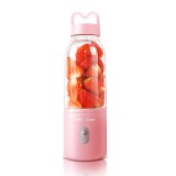 Blender portabil reincarcabil prin USB cu 4 lame - Roz, 150, Smoothie maker