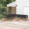 VidaXL Set mobilier de grădină cu perne gri &icirc;nchis, 12 piese, bambus 3155227
