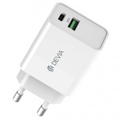 Incarcator Retea DEVIA RLC-389, 30W, 3A, 1 x USB-A - 1 x USB-C, Alb foto