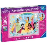 PUZZLE PRINTESELE DISNEY, 100 PIESE GLITTER, Ravensburger