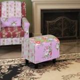 Taburet patchwork cu model floral