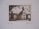 Cumpara ieftin Nicolae Nobilescu (Nobi)-&quot;Peisaj cu biserica&quot;gravura,19,5x26cm.coala,semnata