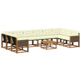 vidaXL Set de canapele de exterior cu pernă 11 pcs Natural și Crem 3382250