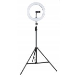 Lampa circulara fotografie si machiaj, MT Malatec, LED 60W, suport telefon, trepied, 3 culori lumina