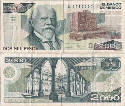 1989 ( 28 III ) , 2.000 pesos ( P-86c.9 ) - Mexic foto