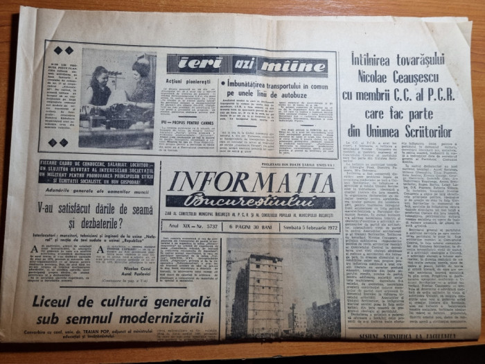 Informatia bucurestiului 5 februarie 1972-olimpiada sapporo,liviu ciulei
