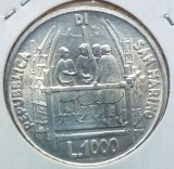 (A384) MONEDA ARGINT SAN MARINO - 1000 LIRE 1977, 600 ANI NASTERE BRUNELLESCHI, Europa