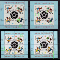 RO 1970 ,LP 729a,"C.M. Fotbal " lot de 8 colite , studiu ERORI - 8 tipuri ,MNH