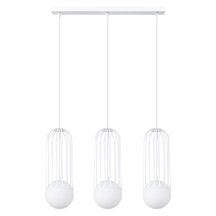 Lampă Suspendată Brina Albă Oțel 3 Becuri Neregulate Modernă De Interior