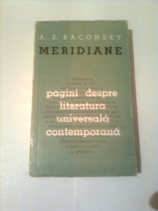 MERIDIANE - PAGINI DESPRE LITERATURA UNIVERSALA CONTEMPORANA ~ A.E. BACONSKY