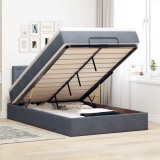 VidaXL Cadru de pat otoman cu saltea Gri &icirc;nchis 120x200cm catifea