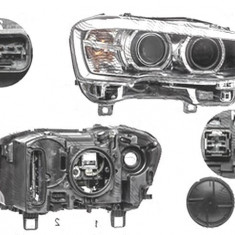 Far Bmw X3 (F25), 03.2014-; X4 (F26), 08.2014-, fata, Dreapta, bi-xenon; cu lumini pentru curbe; cu LED daytime running light; D1S+LED+PY21W; electri