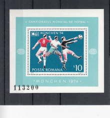 ROMANIA 1974 LP 852 CAMPIONATUL MONDIAL DE FOTBAL COLITA MNH foto