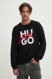 HUGO pulover de bumbac culoarea negru, 50524553