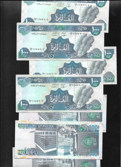 Liban 1000 1.000 livre 1988 aunc-unc pret pe bucata