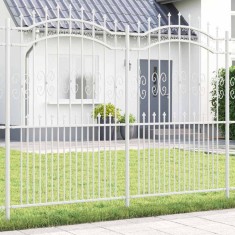 vidaXL Gard de Grădină Alb 215 cm Oțel vopsit &icirc;n pulbere 42003977