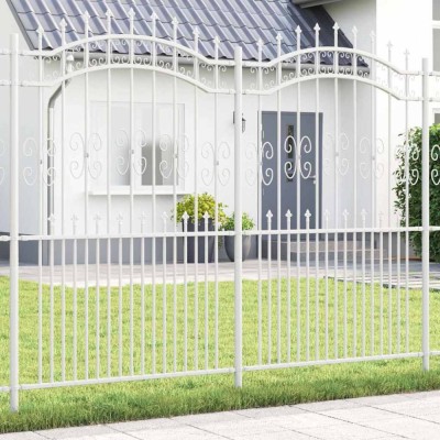 vidaXL Gard de Grădină Alb 215 cm Oțel vopsit &amp;icirc;n pulbere 42003977 foto