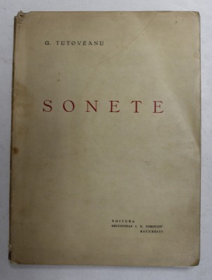 SONETE de G. TUTOVEANU , EDITIE INTERBELICA foto