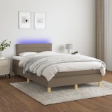 Cumpara ieftin Gossi pat cu arcuri, saltea si led, gri taupe, 120x200 cm, textil