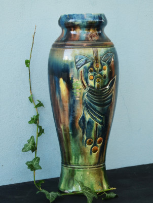 Vaza ceramica smaltuita Art Nouveau Belgia Thulin foto