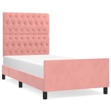 Cumpara ieftin Cadru de pat cu tablie, roz, 90x200 cm, catifea