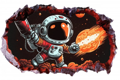 Sticker decorativ, Astronaut, Negru, 90 cm, 8437ST-3 foto