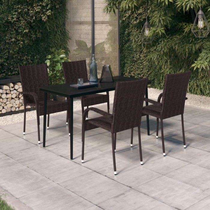 vidaXL Set de servit masa pentru grădină, 5 piese, maro și negru 3099403