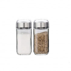 Set de 2 recipiente pentru sare si piper, 9,8x5,2x11,5 cm capacitate 100 grame, KingHoff