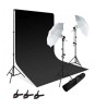 Kit studio foto,lumini,2 umbrele,suport fundal reglabil 2x3m,2 becuri 135W, panza fundal negru 2x3m, Dactylion