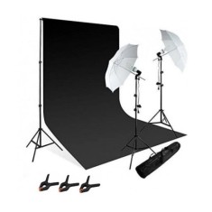 Kit studio foto,lumini,2 umbrele,suport fundal reglabil 2x3m,2 becuri 45W, panza fundal negru 2x3m