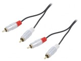 Cablu RCA Aurit Negru 1m x2