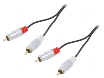 Cablu RCA Aurit Negru 1m x2 foto