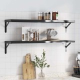 VidaXL Rafturi de perete 2 buc., 100x23,5 cm, negru oțel inoxidabil