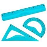 Set Rigle Flexibile, 3 Bucăți, Lungime 20cm, Culoare Albastru, Oem