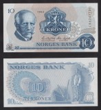 NORVEGIA █ bancnota █ 10 Kroner █ 1984 █ P-36c █ UNC █ necirculata