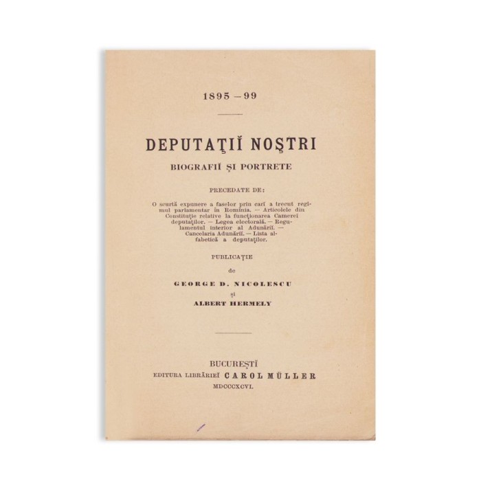 G. D. Nicolescu, Albert Hermely, Deputații noștri, 1896, cu ex-librisul N. Xenopol
