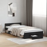 VidaXL Cadru de pat cu sertar, negru, 90x200 cm, lemn prelucrat