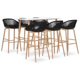Cumpara ieftin Set mobilier de bar, 7 piese, alb si negru