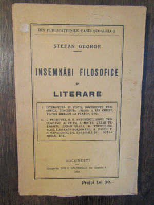 &amp;Icirc;nsemnări filosofice și literare - Ștefan George foto